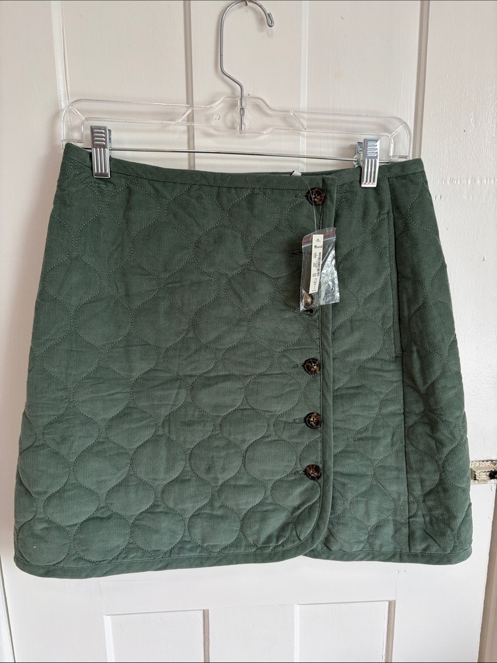 Madewell Quilted Mini Wrap Skirt in Olive NWT